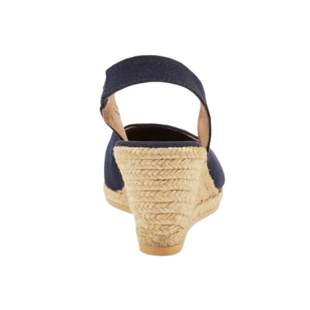 Navy Espadrille Wedge Slingback Shoes - Picture 3 of 9
